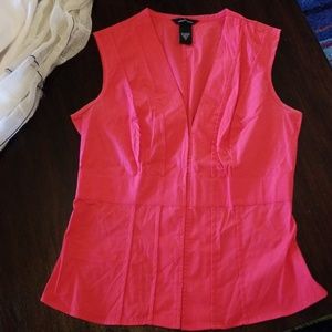 Coral Dark Pink Sleeveless top...snap front